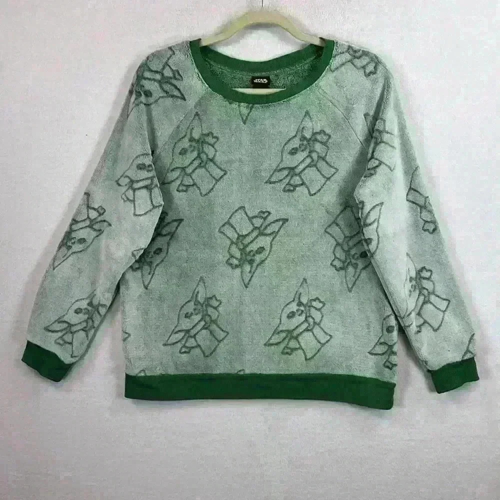 Star Wars Yoda Top Women’s Large Green Fleece Ribbed Neck Cuffs Bottom